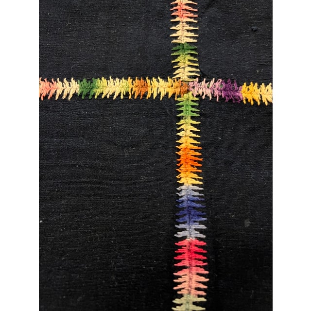 Traditional 1940s Vintage Guatemalan Indigo Cotton Corte Textile With Rainbow Randa For Sale - Image 3 of 3