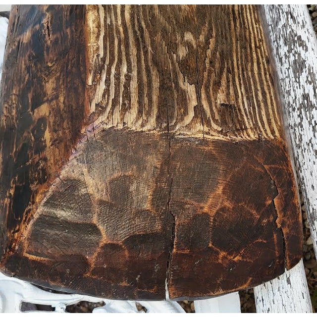 Primitive 19th-Century Hand-Hewn Wood Dough Trough With Forged Iron Repairs For Sale - Image 10 of 11