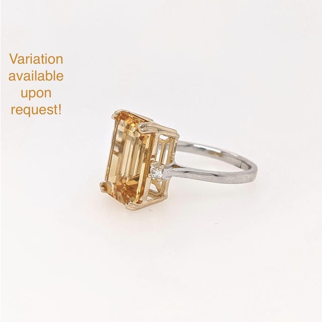 7ct Citrine Ring w Earth Mined Diamonds in Solid 14K Yellow Gold EM 14x10mm For Sale - Image 10 of 10