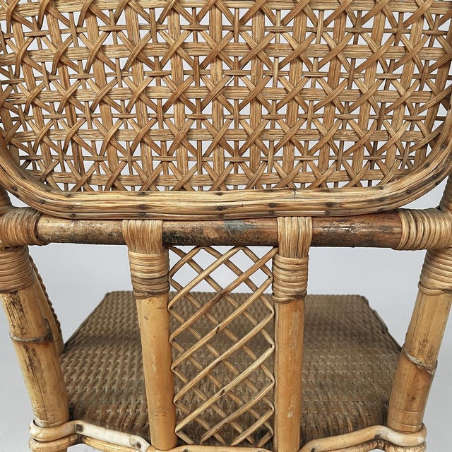 Art Nouveau Italian Chairs in Rattan and Light Blue Rattan, 1900s, Set of 2 For Sale - Image 17 of 18