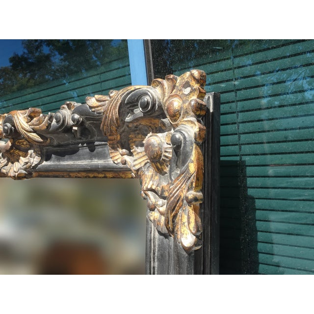 Share Tall 64" Vintage French Provincial Louis XVI Black Gold Wall Mantle Mirror Bevel For Sale In Los Angeles - Image 6 of 15