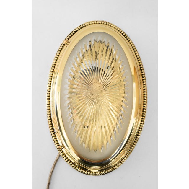 Art Deco Oval Wall Lamp with Cut Glass, Vienna, Austria, 1920s For Sale - Image 4 of 18