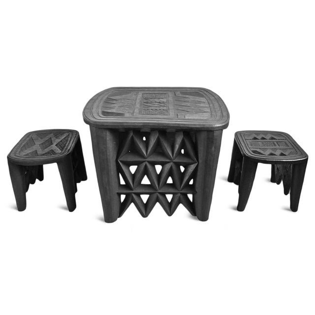 Tribal Vintage Ebony Tribal Modern Nupe Large Table For Sale - Image 3 of 7