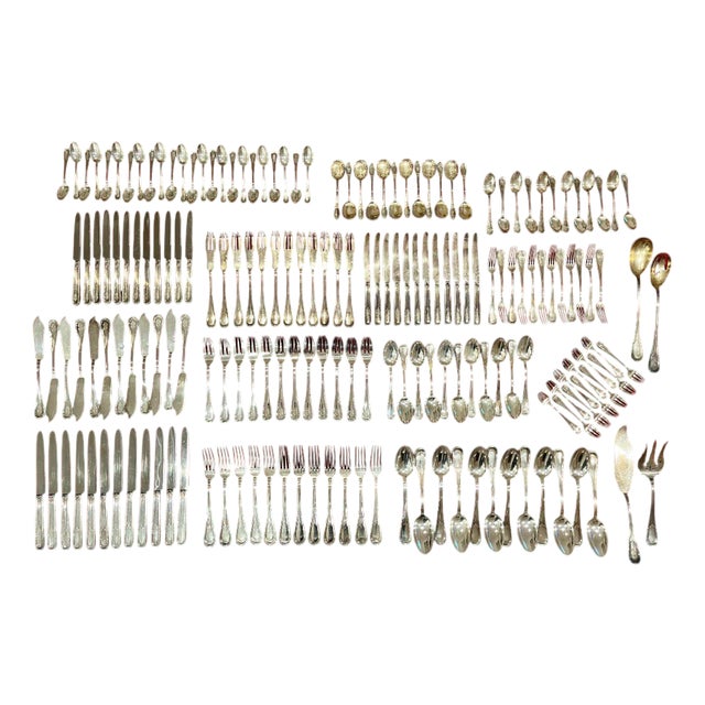 Olier and Caron Cutlery Set in Sterling Silver, Set of 183 For Sale