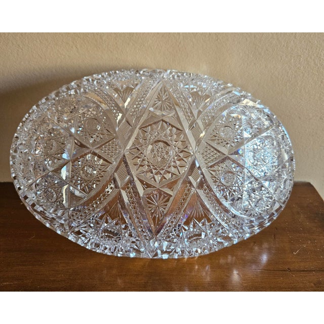 Antique American Brilliant Period Crystal Shallow Bowl Dish For Sale - Image 4 of 4