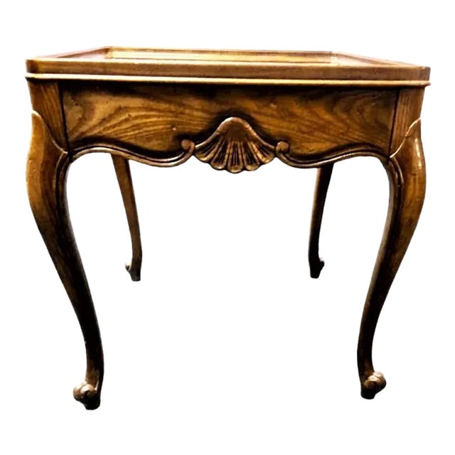 French Provincial Baker Furniture Company Grand Rapids French Country Louis XV Oak Side Table For Sale - Image 3 of 8