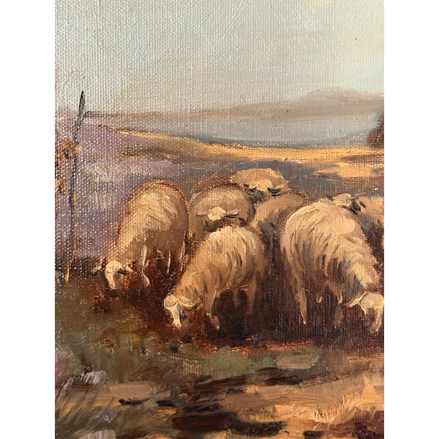 Framed Dutch Oil on Canvas "Sheep in the Field", Late 19th Century For Sale - Image 4 of 8