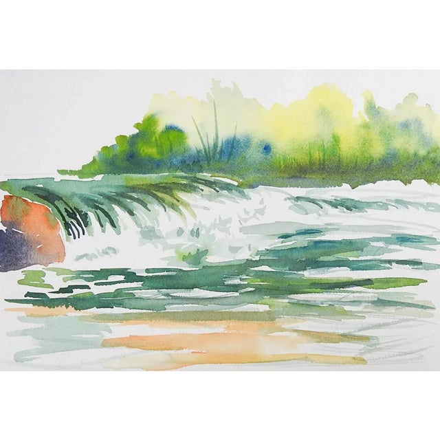 Small Late 20th Century Rustic Barn and Bluebonnet Landscape Watercolor Painting For Sale - Image 4 of 4