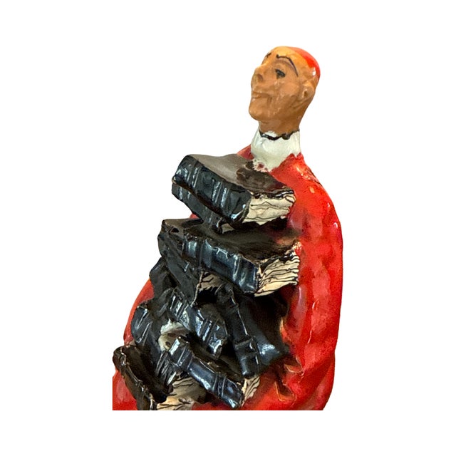 1960s 1964 Italian Ceramic Cardinal Bookend Montelupo Figural Sculpture For Sale - Image 5 of 9
