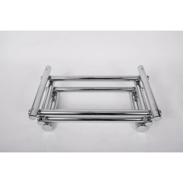 Metal Mid-Century Smoked Glass and Chrome-Plated Tubular Coffee Table in the Style of Paul Mayen, 1970s For Sale - Image 7 of 9