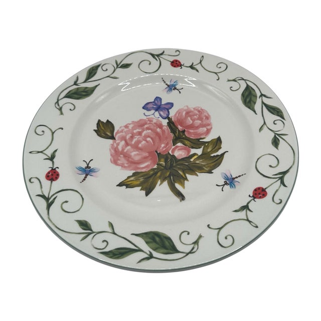 White Vintage Botanical Garden Dinner Plates - A Pair For Sale - Image 8 of 12