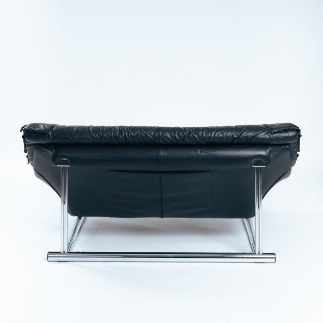 Vintage Italian Two-Seater Sofa in Black Leather and Metal, 1980s For Sale - Image 15 of 16