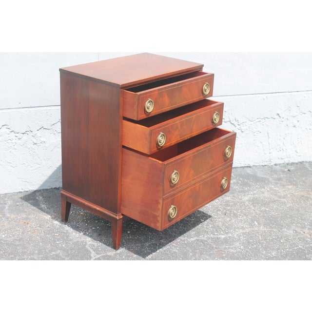 1940s 1940's Neoclassical Style 4 Drawer Mahogany Nightstand For Sale - Image 5 of 12