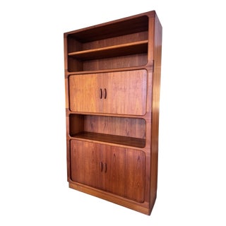 Mid-Century Modern Danish Teak Cabinet with Tambour Doors from Dyrlund, 1974 For Sale