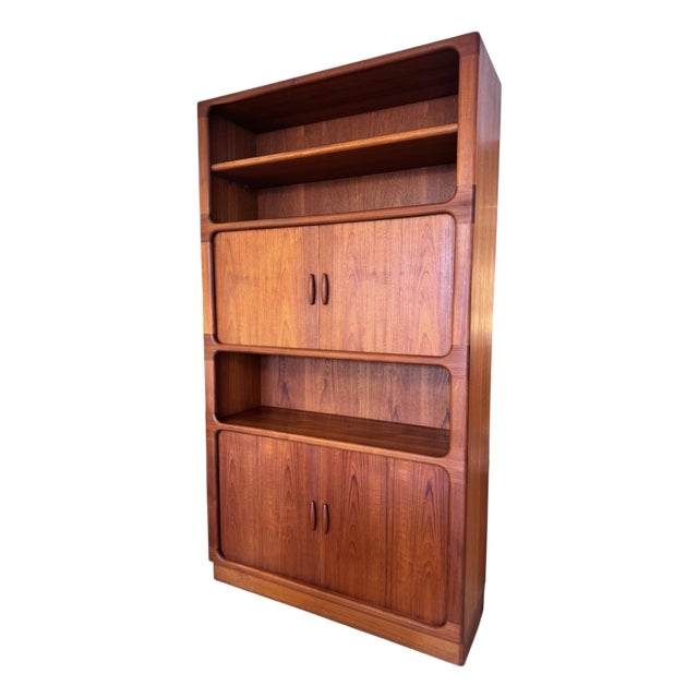 Mid-Century Modern Danish Teak Cabinet with Tambour Doors from Dyrlund, 1974 For Sale