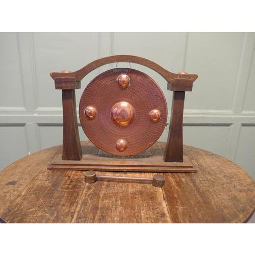 Arts and Crafts French Carved Copper Table Gong, 1890 For Sale - Image 3 of 8