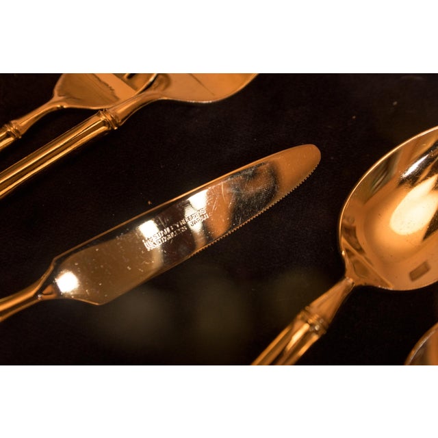 Vintage Stanley Roberts Gold Bamboo Flatware Service for 8 With Serving Spoons - 42 Pieces For Sale - Image 10 of 12