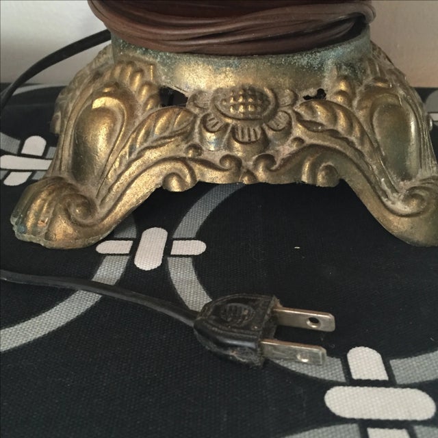 Vintage Lamp With Amber Glass Details For Sale In Atlanta - Image 6 of 7