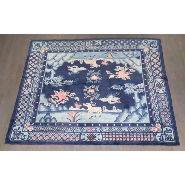 Early 20th Century Zabihi Collection Mongolian Animal Square Rug - 5'5" x 6'4" For Sale - Image 11 of 12