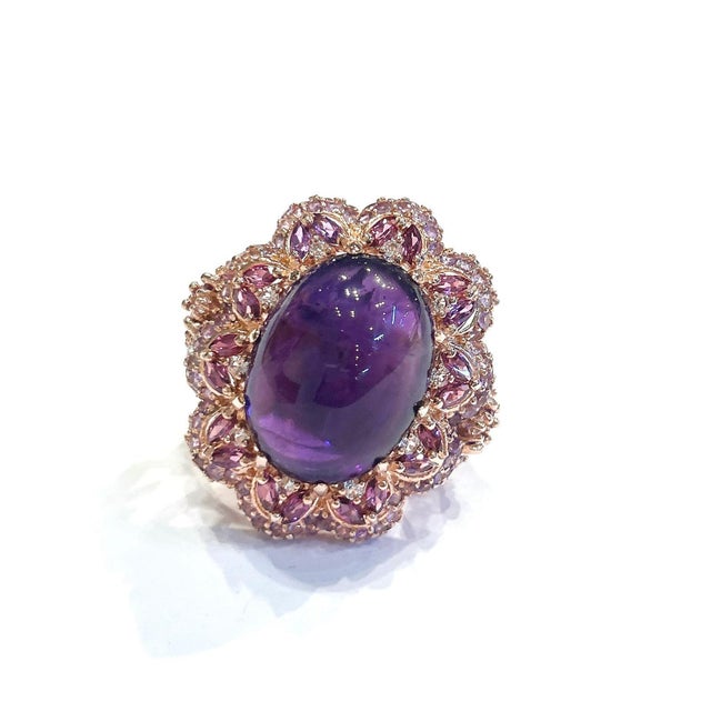 Bochic “Capri” Amethyst & Topaz Cocktail Ring Set In 18K Gold & Silver For Sale In New York - Image 6 of 10