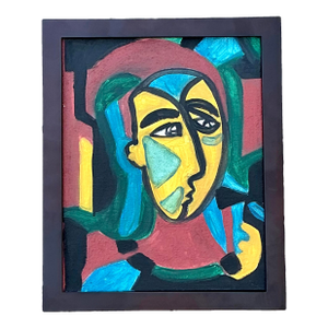 Vintage Original Abstract Figurative Oil on Canvas