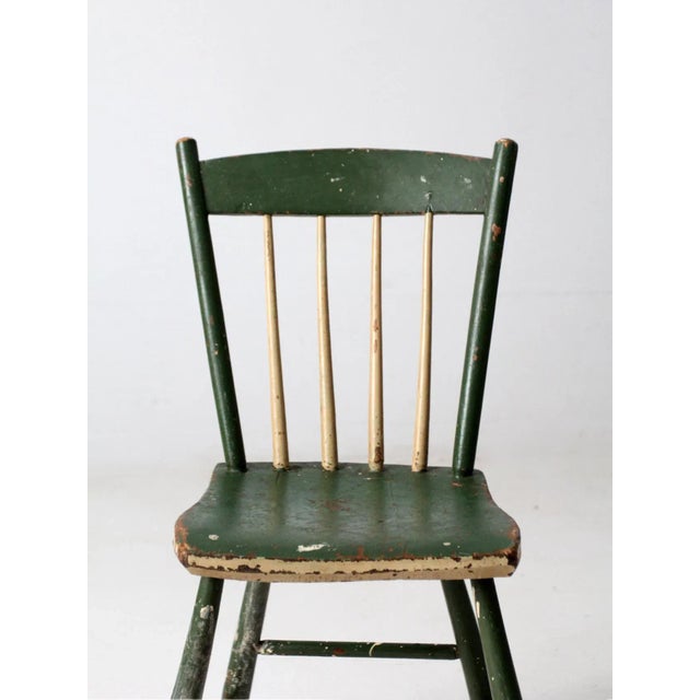 Antique Primitive Painted Plank Seat Chair For Sale - Image 9 of 11