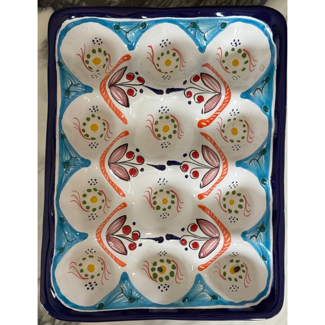 Mexican Hand Made in Mexico Vintage Ceramic Clay Pottery Egg Plate For Sale - Image 3 of 16