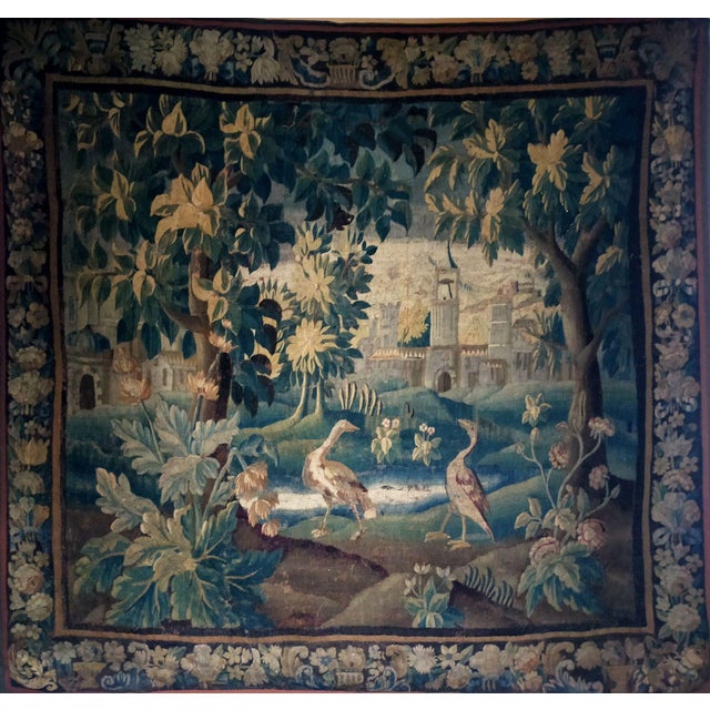 Textile Antique Aubusson Tapestry in Wool, 1700s For Sale - Image 7 of 14