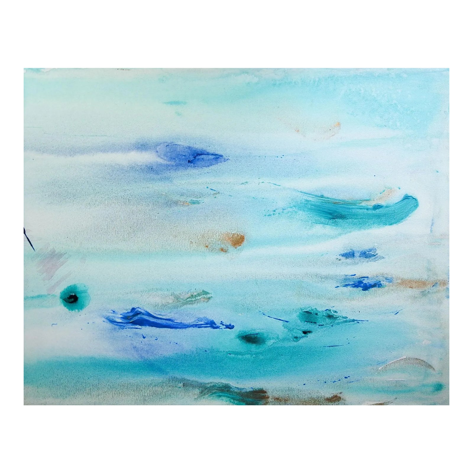 Turquoise Abstract Painting | Chairish