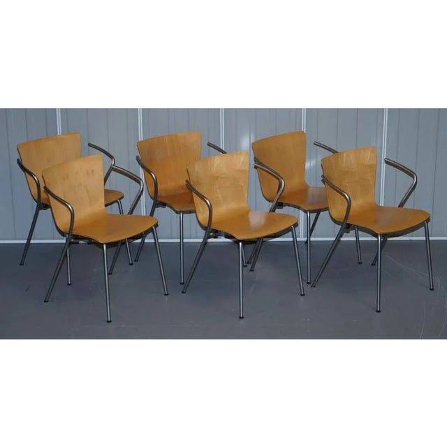 Vintage Bentwood Stacking Armchairs by Vico Magistretti for Fritz Hansen, Set of 6 For Sale - Image 3 of 18