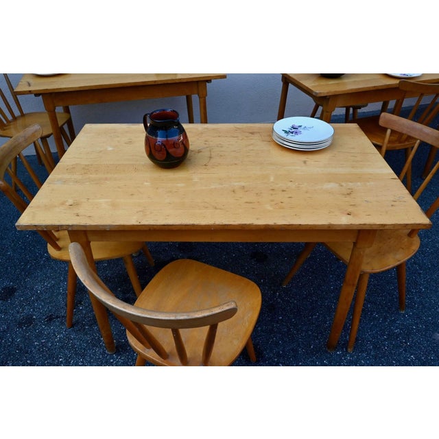 Vintage Bohemian Wood Bistro Tables with Turned Legs, 1960s, Set of 5 For Sale - Image 11 of 18