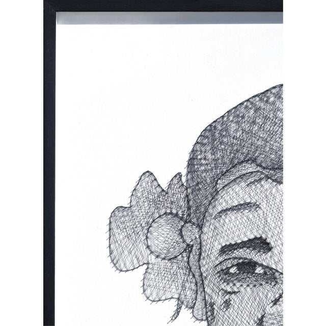 Jaymes Earl "Opulence III" Contemporary Black and White Pin and Thread Mixed Media Portrait, 2023 For Sale In Houston - Image 6 of 12