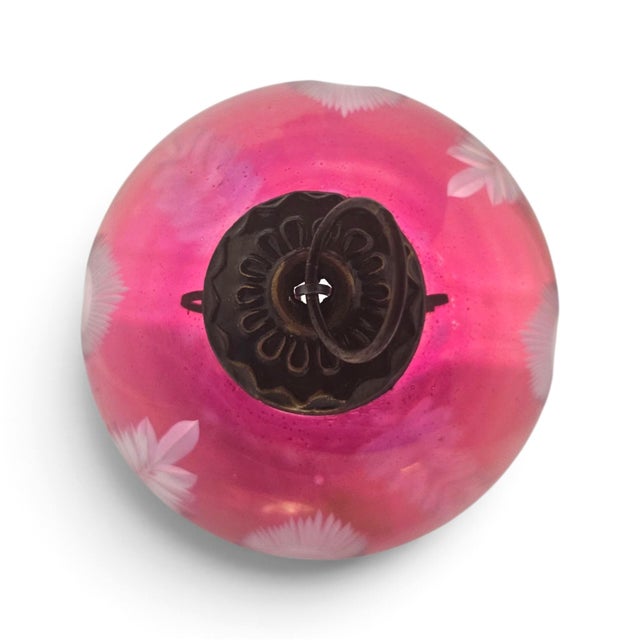 Late 20th Century Cranberry Glass Kugel-Style Botanical Christmas Ornaments, Set of 3 For Sale - Image 17 of 18