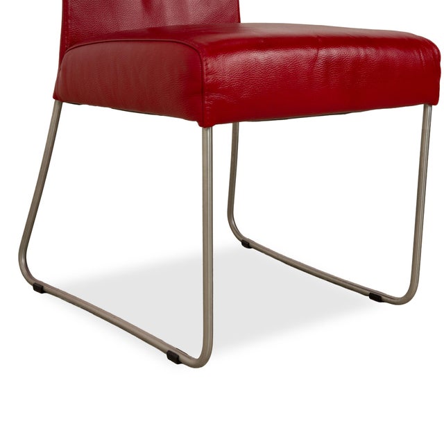 Red Leather Chairs from Bert Plantagie, Set of 4 For Sale - Image 4 of 12