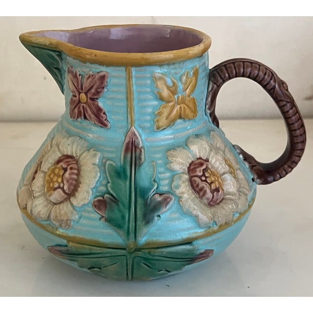 Victorian Era Majolica Pitcher, England, C. 1880's For Sale - Image 10 of 13