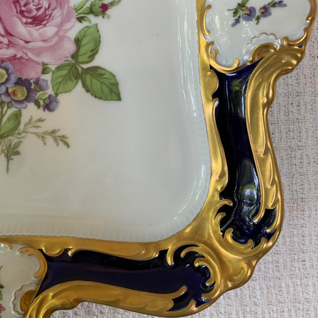 Lindner Kueps Bavaria "Echt Cobalt" Square Porcelain Serving Plate For Sale In Philadelphia - Image 6 of 12