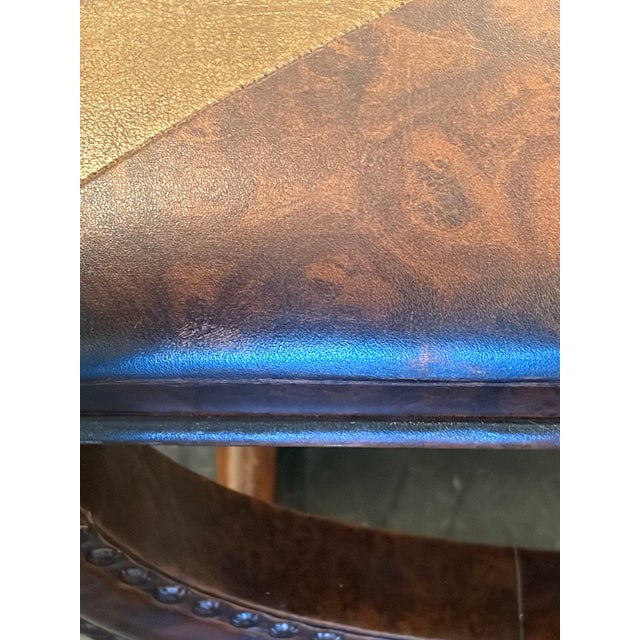 Animal Skin Pair Tuscan Leather Foot Stools For Sale - Image 7 of 10