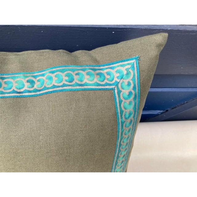 A pillow made from an iconic Fortuny fabric border, a down insert is included 2 are available