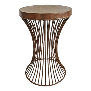 Vintage Industrial Farmhouse Rust Iron Hourglass Side Table For Sale