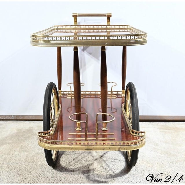 Vintage Bar Table in Mahogany and Brass, 1970 For Sale - Image 14 of 18