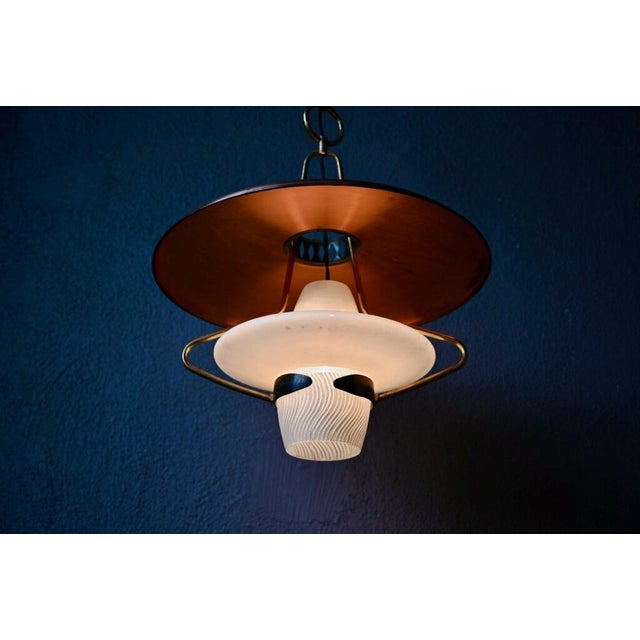 Large Suspension Lantern in Glass and Golden Brass, 1950s For Sale - Image 9 of 18