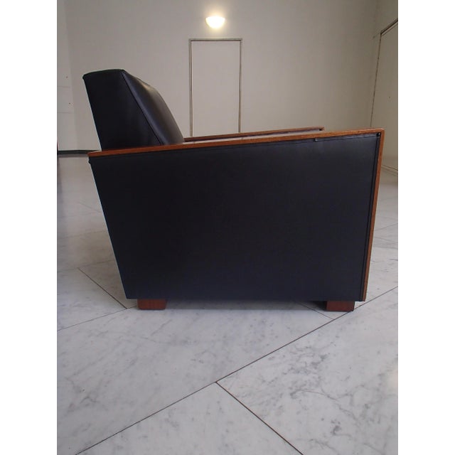 Art Deco Cubist Black Leather Lounge Chair, 1930s For Sale - Image 6 of 10