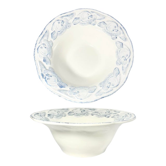 Pottery Barn “Oceanside” Large Ceramic Salad or Pasta Serving Bowl For Sale