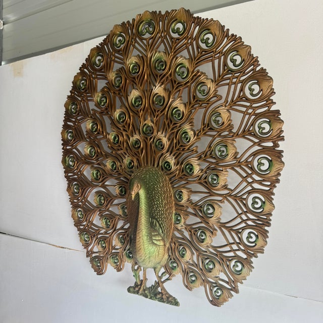 Plastic Vintage Burwood Peacock Wall Decor For Sale - Image 7 of 8