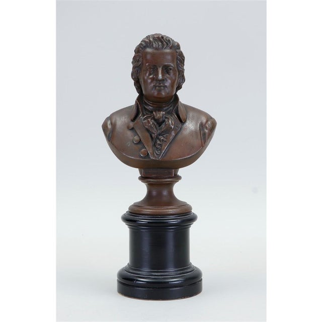 19th Century Classical 19th-Century French Patinated Bronze Bust of Wolfgang Amadeus Mozart For Sale - Image 5 of 5