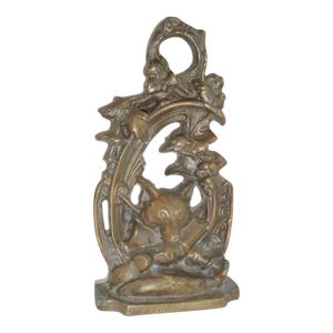 Vintage Cast Fox Hunt Brass Decorative Doorstop