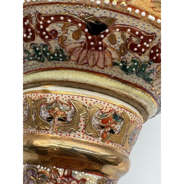 Antique Meiji Satsuma Floor Vase with Geisha Scenes and Gold Moriage, Japan, 1890s For Sale - Image 15 of 18