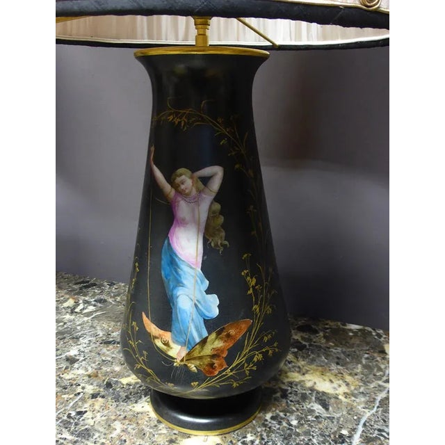 This is a superb pair of lamps in the Napoleon III style stand with custom lampshades from Marie Antoinette. It features...