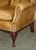 Animal Skin Pair of Vintage Tan Brown Leather Chesterfield Wingback Chairs With Footstools For Sale - Image 7 of 18