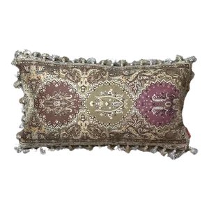 Etro Tan Paisley Vintage Wool & Silk Scarf Pillow